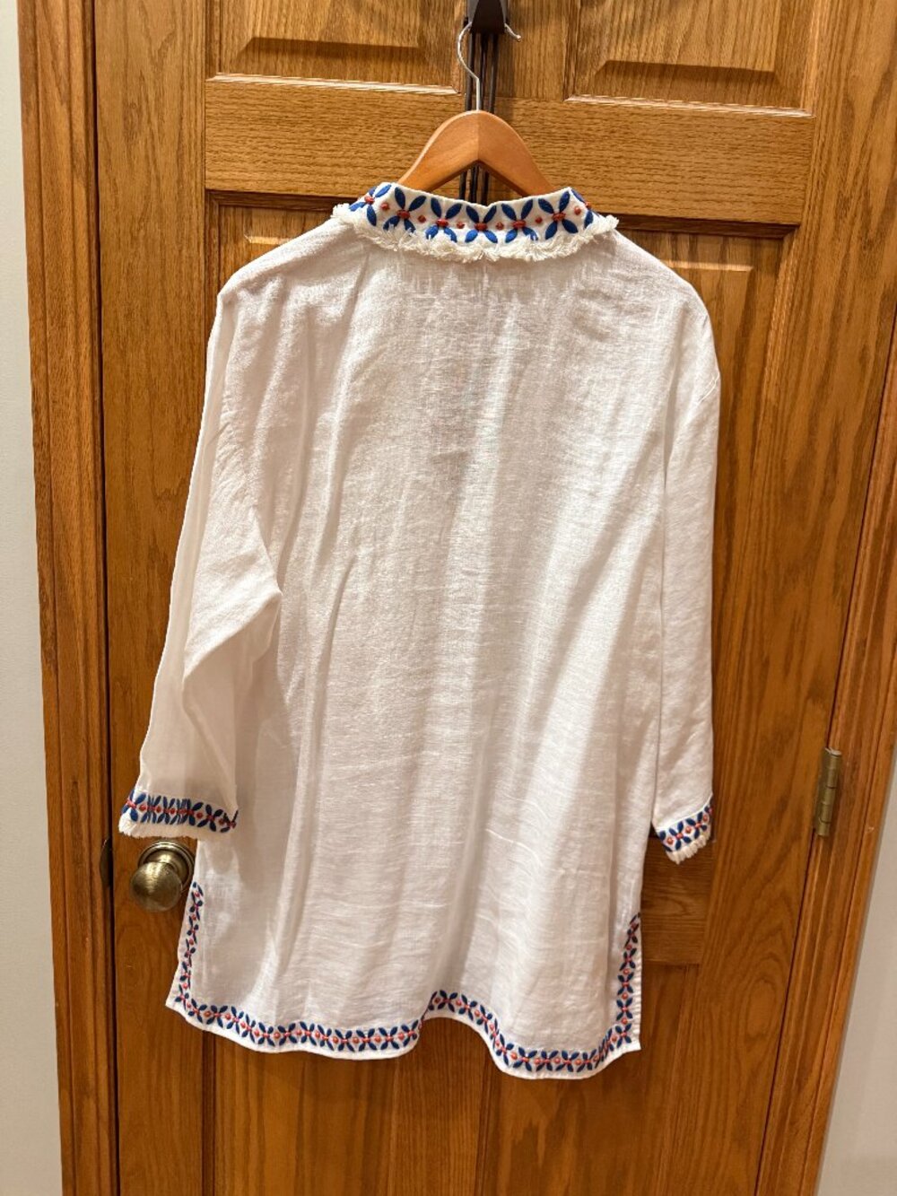 Tory Burch Embellished Linen Beach Cover-up Tunic, SZ XL - Picture 2 of 5
